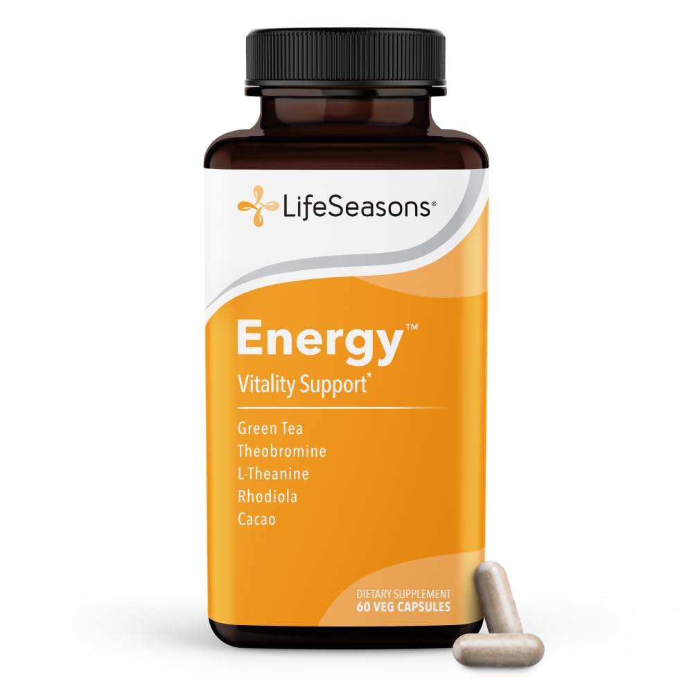 LifeSeasons Energy - Vitality Support - Energy Booster füüsilise ja kognitiivse tugevuse - No Jitters - suurendab vastupidavust - Sisaldab rohelist teed ja L-Theanine - 60 loend (pakk 1)