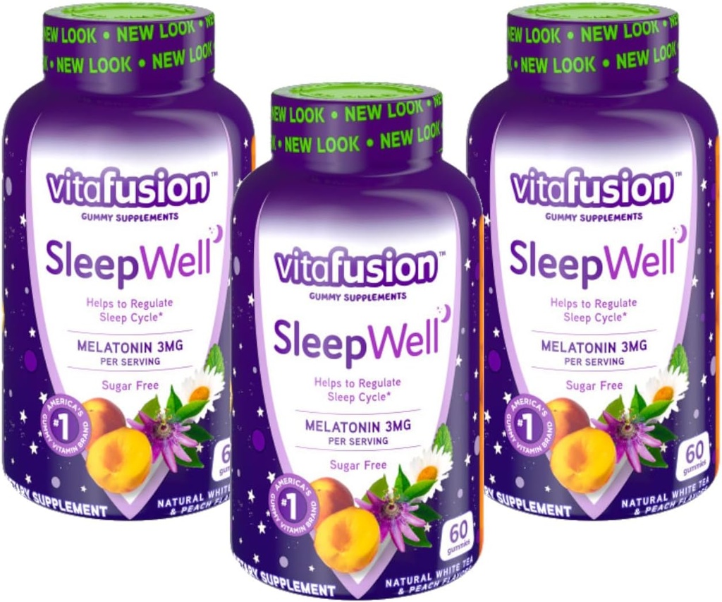 Vitafusion Maga hästi Melatoniini Kummid Suhkruvaba, 60 Iga (3 Pakend)