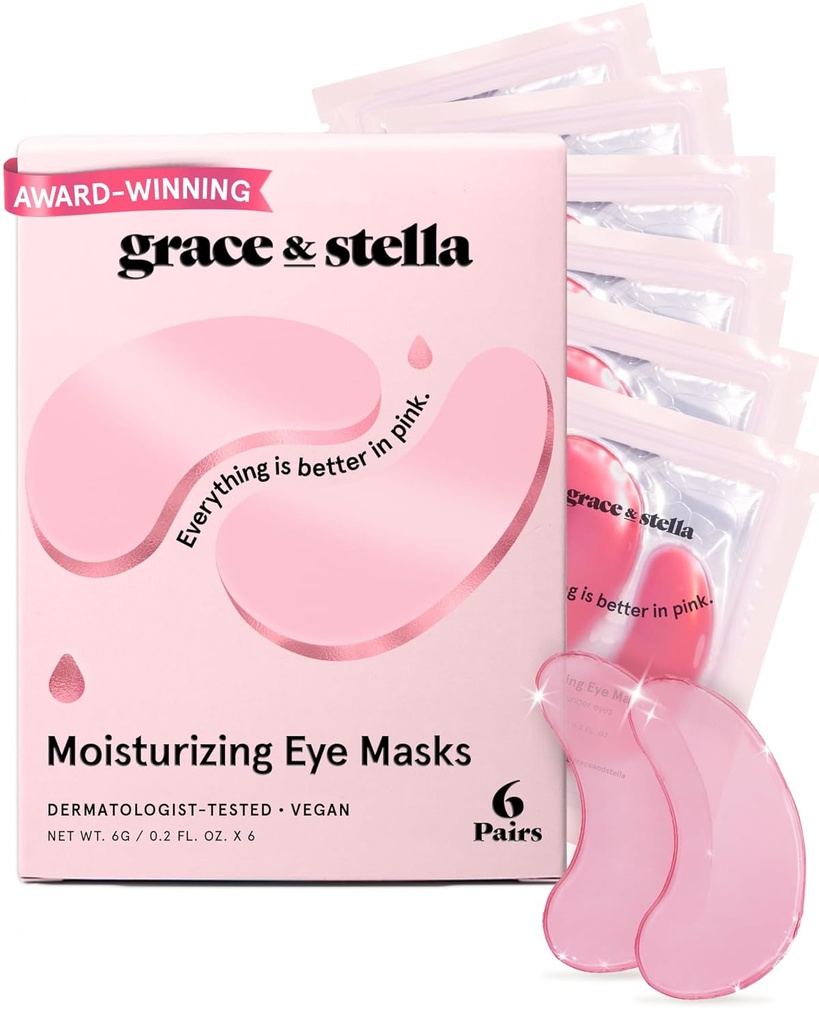 Grace & Stella Award Võitmine Silmade Maski all - Vähendage Tumedaid Ringe, Puffy Eyes, Undereye Bags, Kortsud - Gel Silmade All Patches - Kingitused Emale - Vegan Julmusevaba Enesehooldus (Pink, 6 Paari)