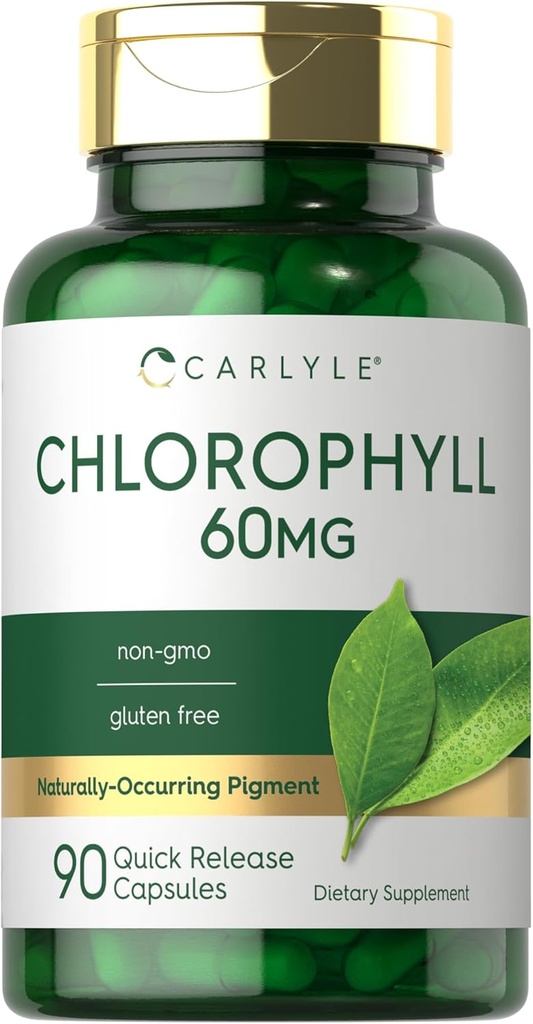 Carlyle Chlorophyll Pills | 90 Kapslid | Looduslikult esinev pigment | Klorofülli kontsentraadi lisand | Mitte- GMO, Gluteenivaba kompleks