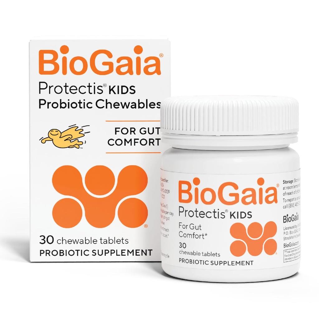 BioGaia Protectis Kids | Probiootikum vanustele 3+ | leevendab juhuslikke seedeprobleeme ja edendab korrapärasust | Allergen, Dairy, Soy & Gluten Free | Toetatud 30 aastat teadusuuringuid | 30 päeva pakkumine