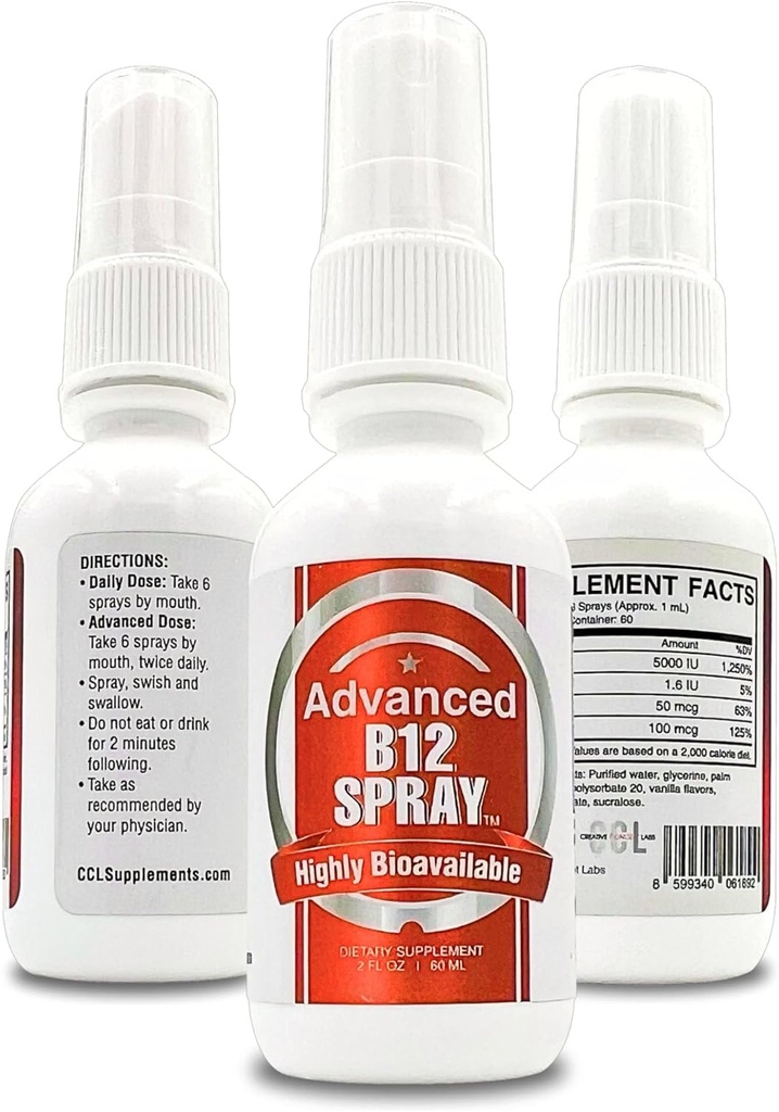 Vitamiin B12 energiapihustus, metüülkobalamiin foolhappe keelealuse vedeliku kompleksiga fookuse jaoks, ja ainevahetus, nanotehnoloogia kiire imendumine ja kohandatud annus (2 oz - 60 serveerimist)