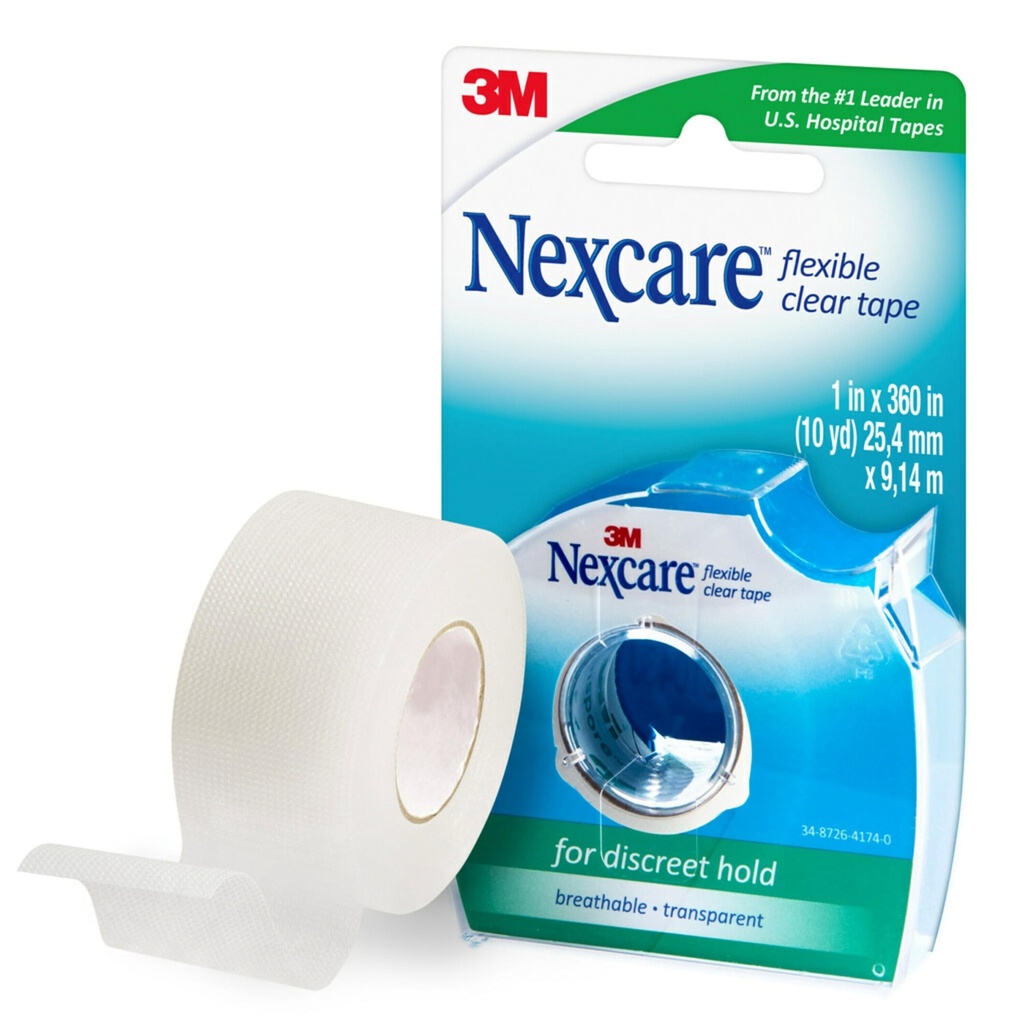 Nexcare paindlik selge lint, veekindel läbipaistev meditsiiniline lint, turvaline riietus ja kateetri torustik - 1 x 10 Yds, 1 rulli lindi