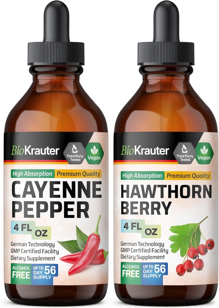 BIO KRAUTER Cayenne Tinktuur 4 Fl. Oz... Hawthorn Berry Tinktuur 4 Fl. Oz.