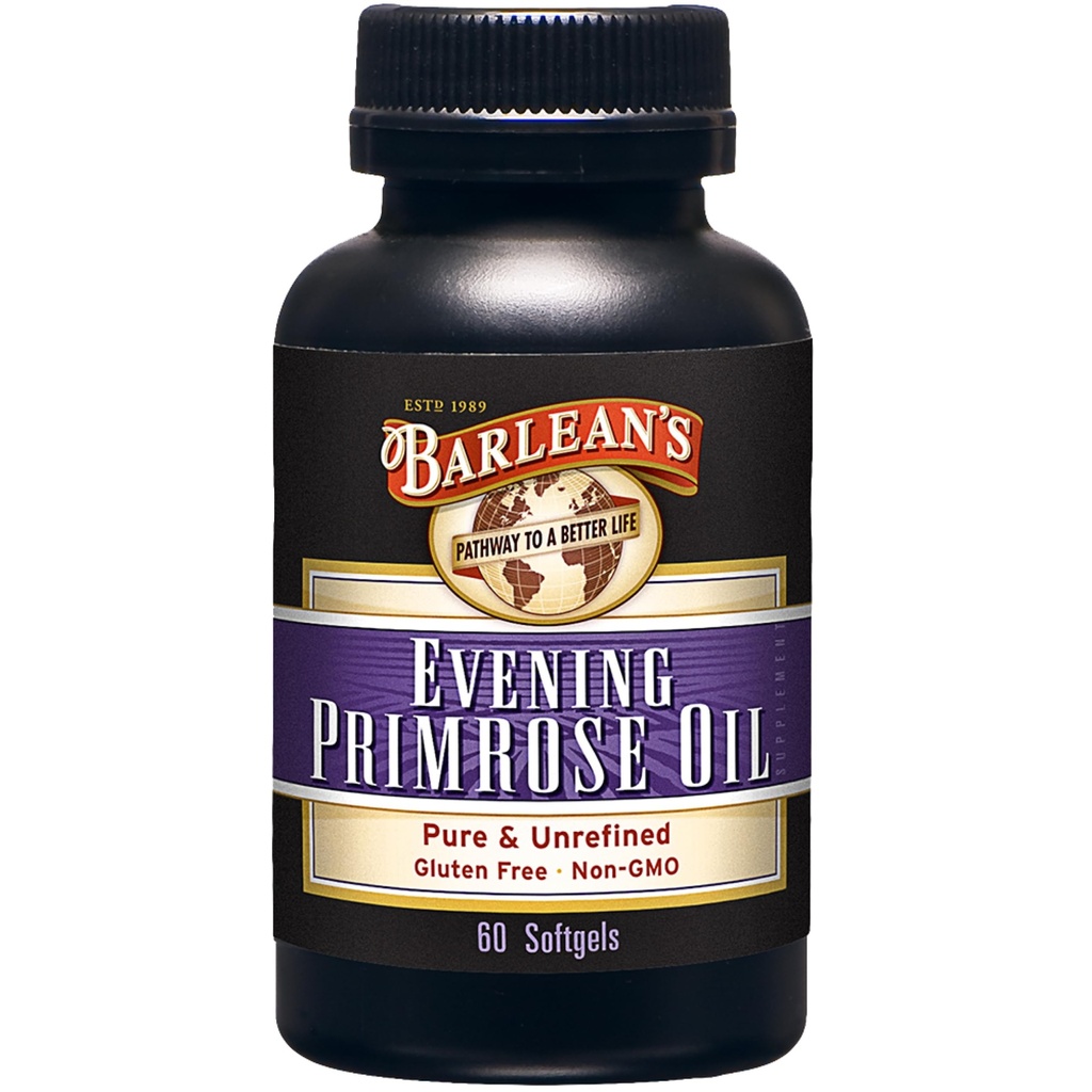Barlean's Evening Primrose Oil Softgels with Gamma-Linolenic Acid (GLA) - Non-GMO, Gluteenivaba - 60-Softgels