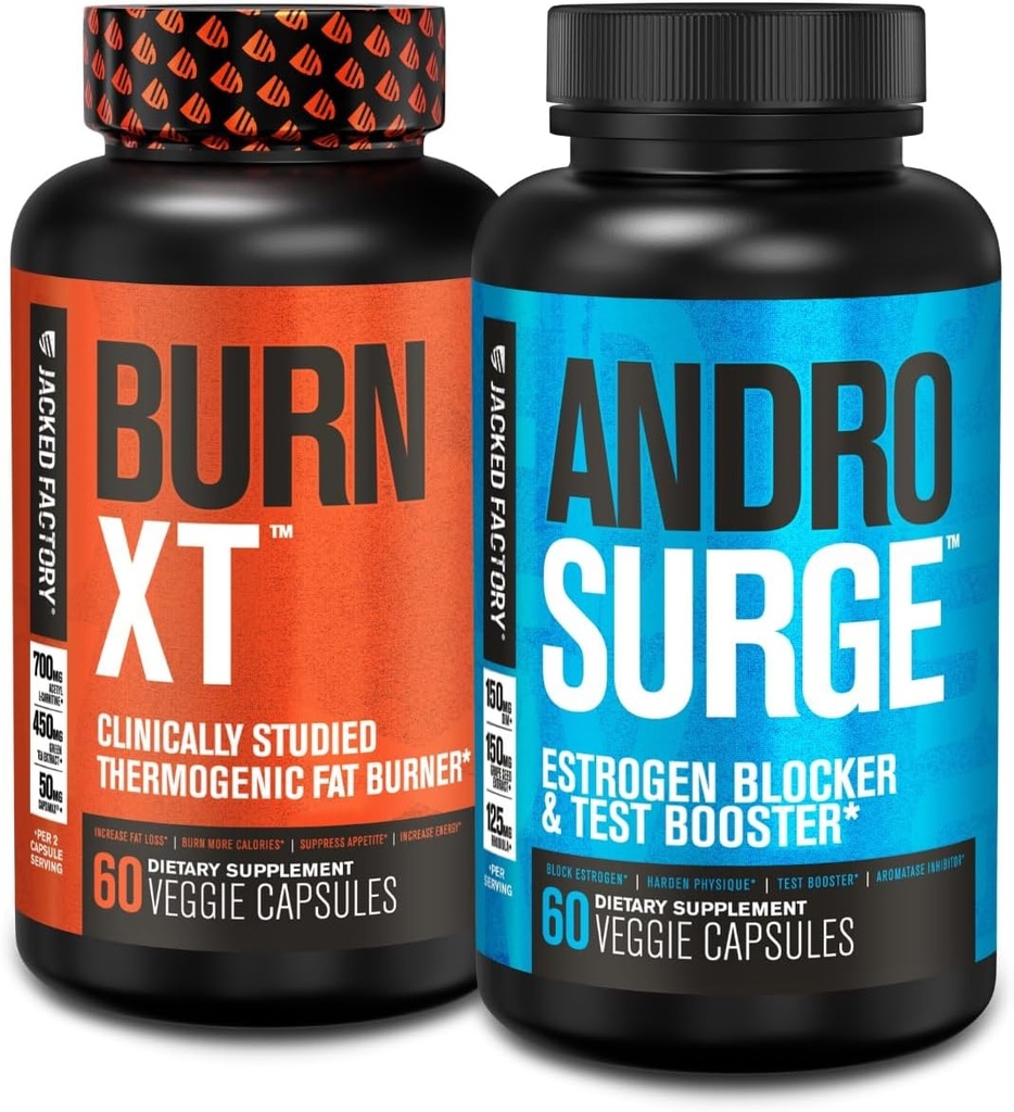 Jacked Factory Burn-XT Thermogenic Fat Burner - isu supressant kaalulangus ja androsurge östrogeen Blocker meestele - testosterooni Booster