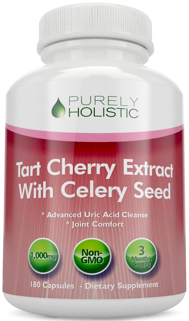 Tart Cherry Extract kapslid 1000mg - 180 kapslit, 3 kuu tarnimine - segu tart kirsi ja selleri seemnete pulbriga