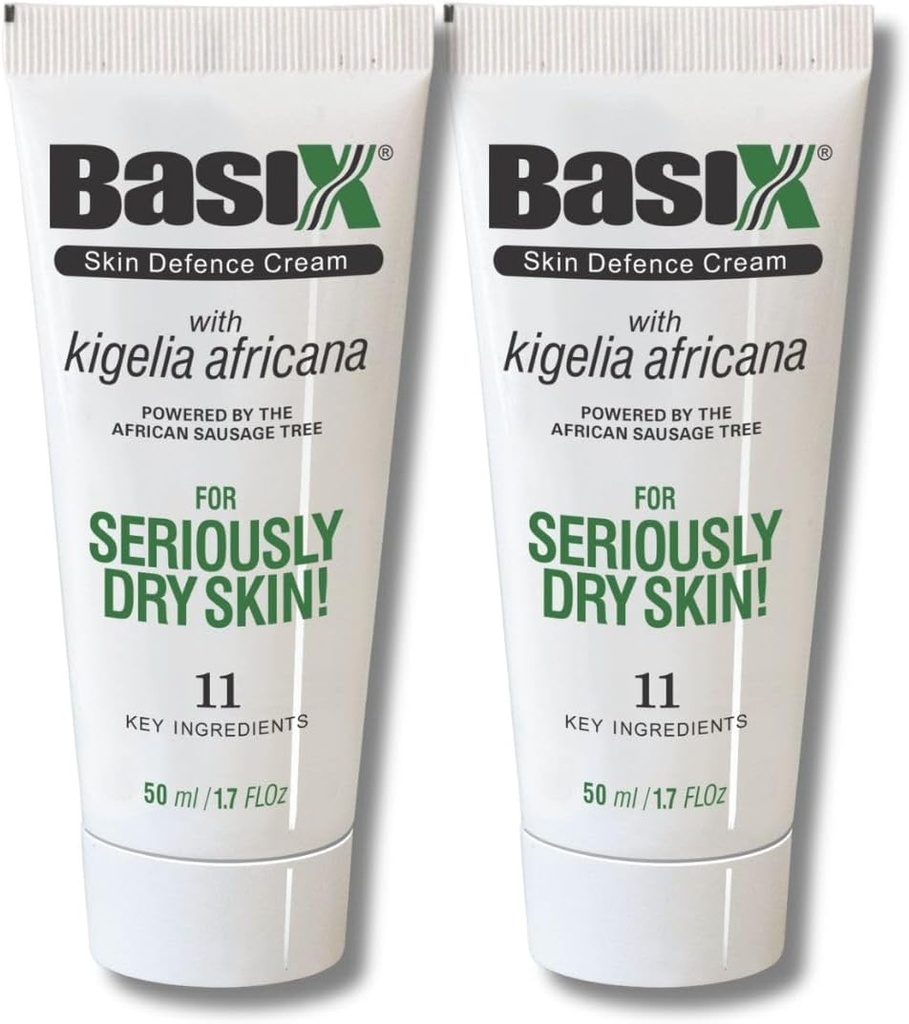 Basix Naha kaitseremondi kreem (kaksikpakk) Kigelia Aafrika vorstipuu soojendused Ekseem Psoriaas Dermatiit Akne Looduslikud koostisained kuiva sügeleva naha sidruni ingveri ploomi rosmariin Vitamiin E Rose Aloe