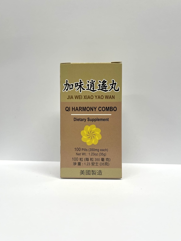 Qi Harmony Combo - Jia Wei Xiao Yao Wan Taimne täiendus aitab ärrituvust, väsimust, ebanormaalset higistamist 350mg 100 pillid valmistatud USAs
