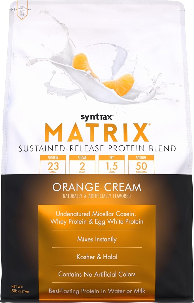 Syntrax Nutrition Matrix - püsivalt vabastav valk Blend, Orange Cream, 5 lb.