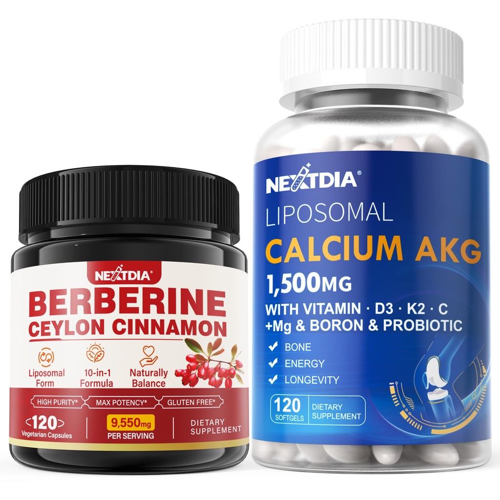 Berberine Supplement 1500mg + Liposomal Kaltsium AKG Supplement 1500mg