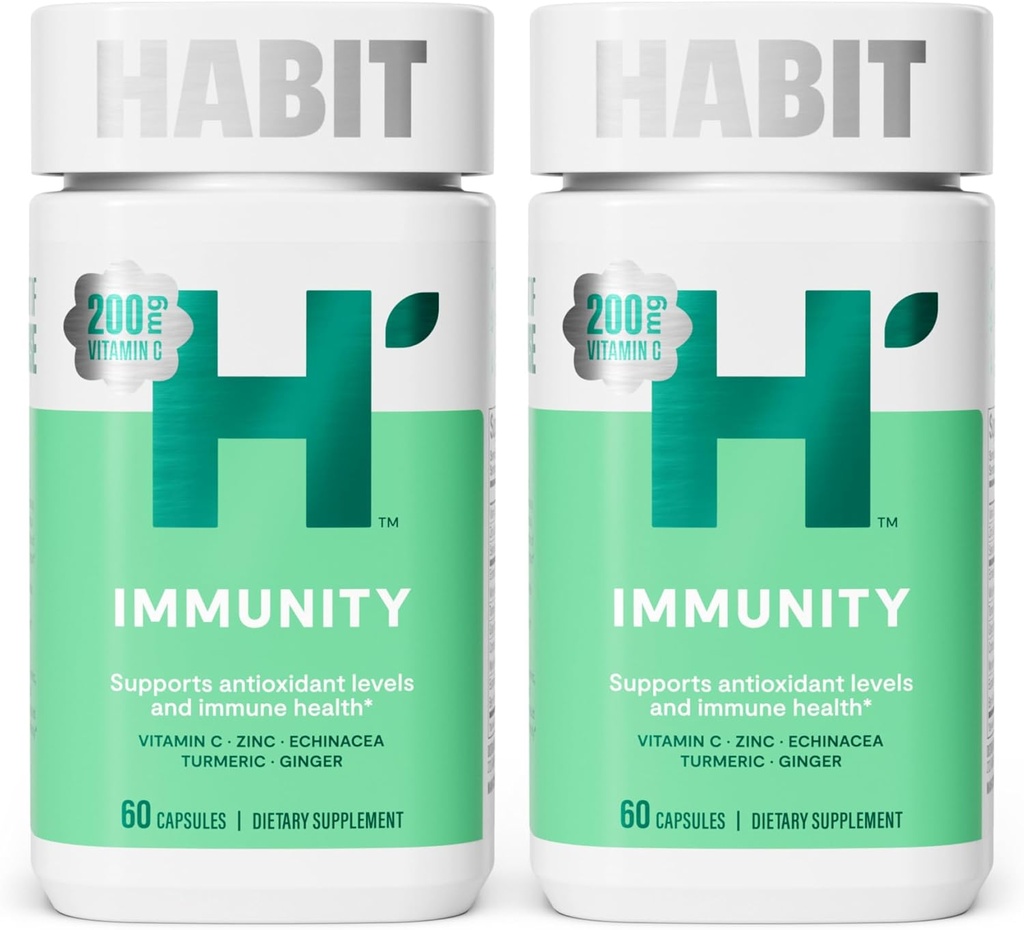 Harjumuse immuunsuse täiendus 2 Pack (120 kapslit) - uus välimus, Echinacea, Elderberry, Kurkum, tsingisegu, et toetada immuunsüsteemi tervist ja antioksüdantide taset, vegan, mitte-GMO