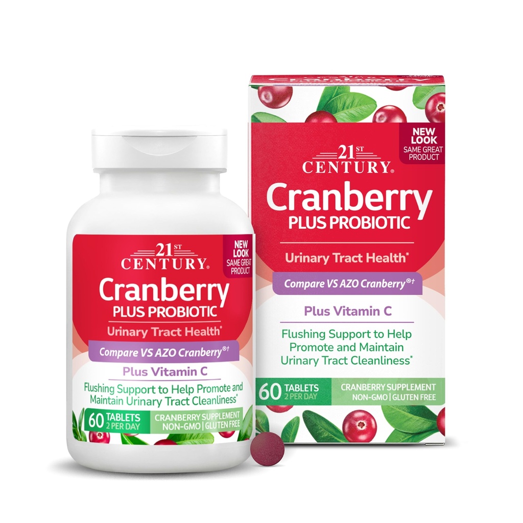 21st Century Cranberry Plus Probiootilised tabletid, 60 Count