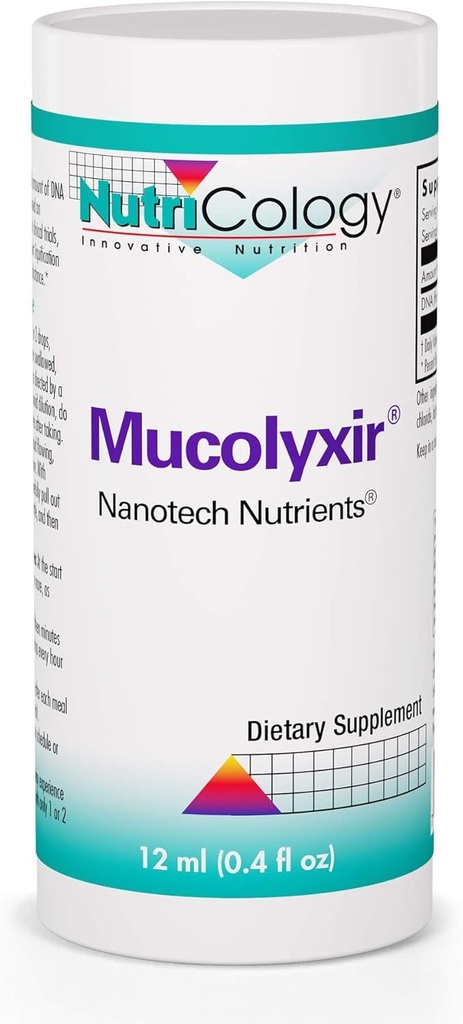Nutrikoloogia Mucolyxir Supplement - Lima kliirens kopsudest, lima leevendus, mikrodoosi DNA, Wild Pacific Salmon, Vedelad tilgad - 0,4 Fl Oz