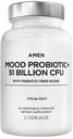 Amen Mood Probiootikumilisa 51 miljardit CFU - orgaanilised prebiootikumid ja probiootikumid - Acidophilus Probiootilised pillid, kiudained - meeleolu orgaaniline Ashwagandha, mustikad - Vegan & Non-GMO - 60 kapslit