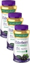 Looduse pearaha Elderberry Gummies, toidulisand, toetab immuunsüsteemi tervist, sisaldab A-vitamiini, C-, D-, E- ja tsink, 100 mg, 70 Gummies (3. pakk)