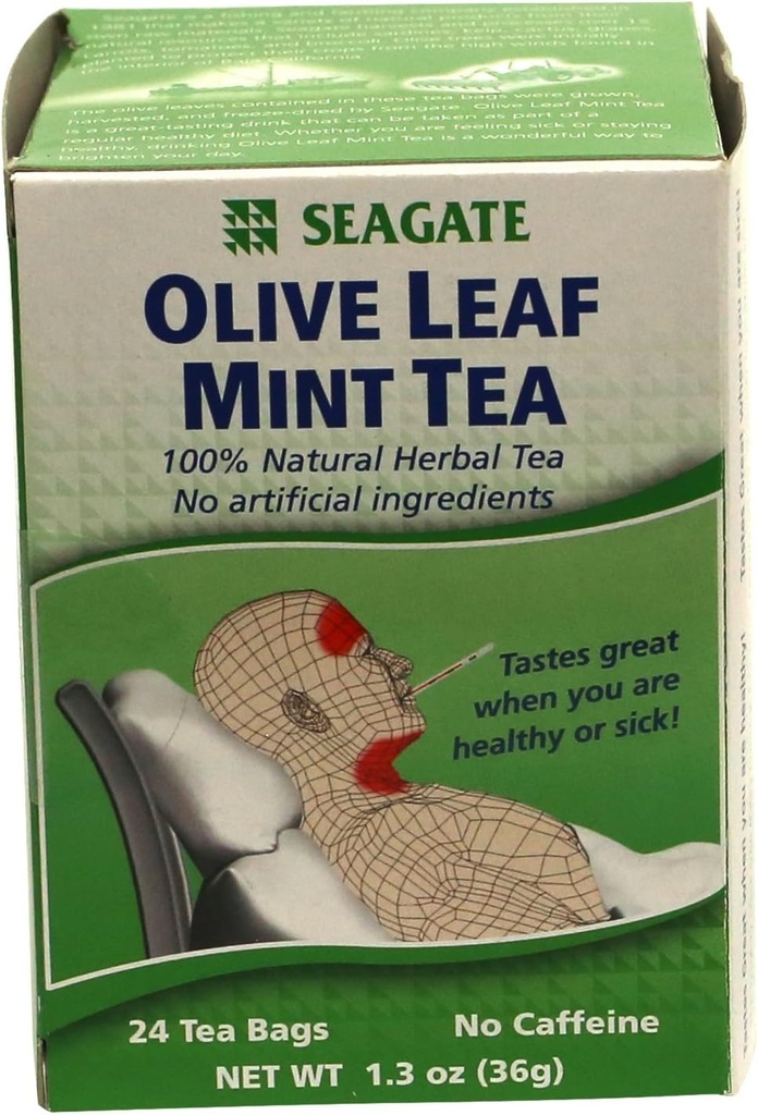 Seagate Products Olive Leaf Herbal Mint Tea 24 Count (pakk 1)