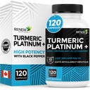 Turmeric Platinum 1350MG 3 kapsli kohta Black Pepper & Ingver - Antioksüdant, Maks & Seedetrakti tugi - Vähendab põletikku ja suurendab immuunsust - Valmistatud Kanadas - 120 kapslit