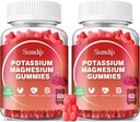 Magneesium Kaalium Gummies, Lihas- ja Südame Tervis, Jalakrambid ja uni, Kaaliumilisandid Vegan Gummy Mitte-GMO Gluteen Tasuta 60 Gummies-2 Pack, Vaarika