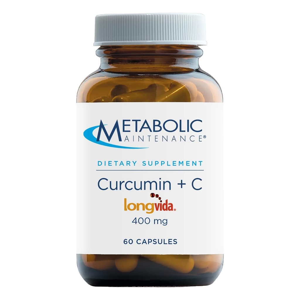 Metaboolne hooldus Curcumin + C - Longvida + C-vitamiini täiustatud kurkumiini lisand ajufunktsioonile ja liigeste liikuvusele (60 kapslit)