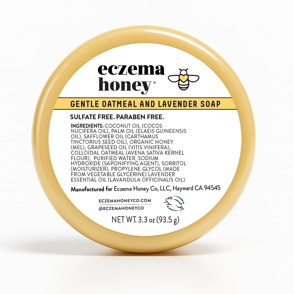 ECZEMA HONEY Õrn kaerahelbed ja lavendli seep - looduslik ekseemi kehapesu - igapäevane õrn seep kuivale, sügelevale, tundlikule ja ärritunud nahale (3,3 Oz)