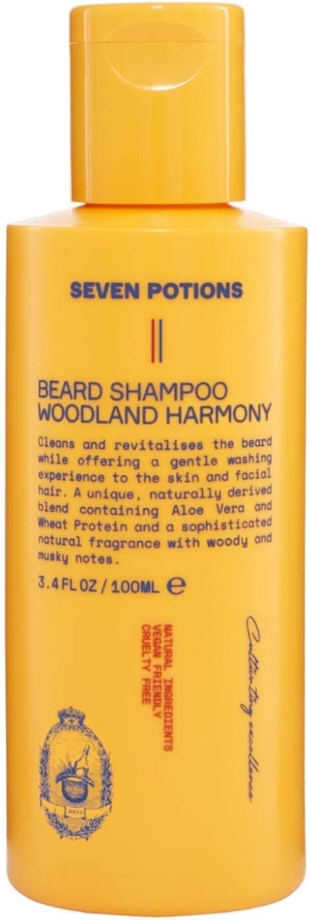 SEITSMED POTSIOONID Habemešampoon meestele - õrn, puhastav pesu puhtaks, süle-vabaks habemeks - looduslik, vegan, julm-vaba - (Woodland Harmony, 3.4 Fl Oz)