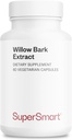 Supersmart - Willow Bark Extract 530mg per Day (High Potency) - 15% Salicin - Natural Willow Bark Herb Supplement | Non-GMO & Gluten Free - 60 Vegetarian Capsules