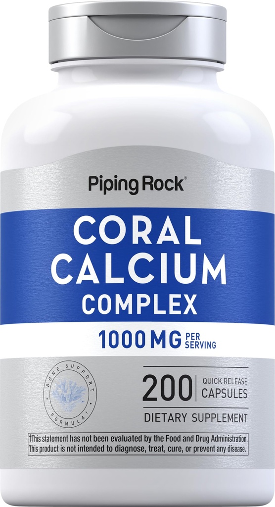 Torukivi korallkaltsium 1000 mg | 200 kapslit | D-vitamiini, C- ja magneesiumiga luuvormli kompleks | Mitte-GMO, gluteenivaba toidulisand