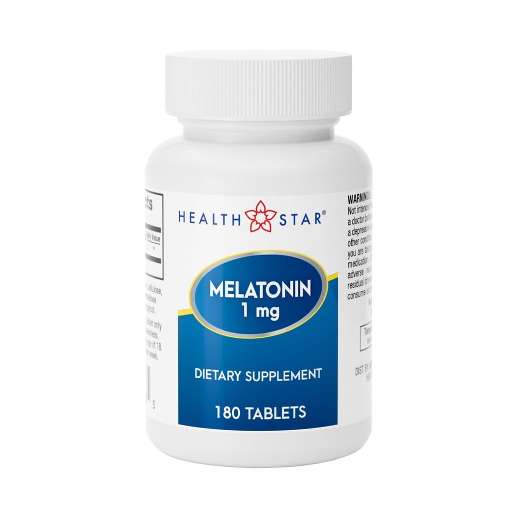 GeriCare melatoniin 1mg unetoetuslisa, õrn öine uneabi, mitte-harjutuste moodustamine, aitab edendada lõõgastust ja rahulikku und, Jet Lag taastumist ja paremat öist puhkust, 180 tabletti