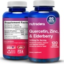 Quercetin 1000mg Veggie kapslid, Non-GMO, Elderberry Zinc Quercetin Supplements toetab immuunsüsteemi, südame-veresoonkonna ja hingamisteede tervist, 120 kapslit (Pakke 1)