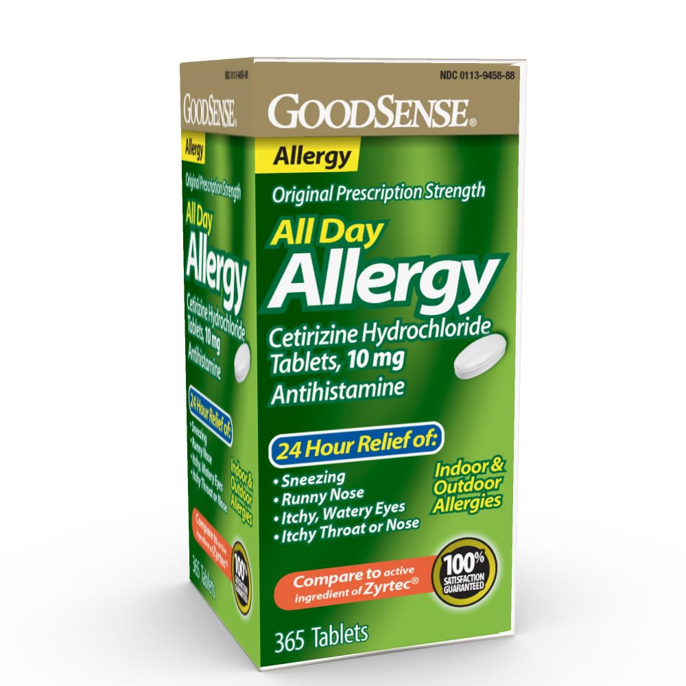 GoodSense Allergy, Cetirizine Hydrochloride Tablets, 10 mg, Antihistamiin, 365 Count