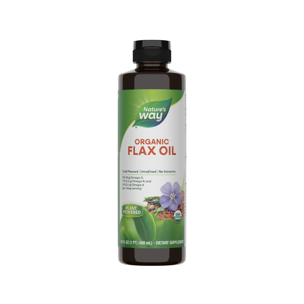 Nature's Way Organic Flax Oil, USDA sertifitseeritud orgaaniline, oomega-3, 6, 9, külmpressitud, 16 Fl Oz (pakendamine võib varieeruda)