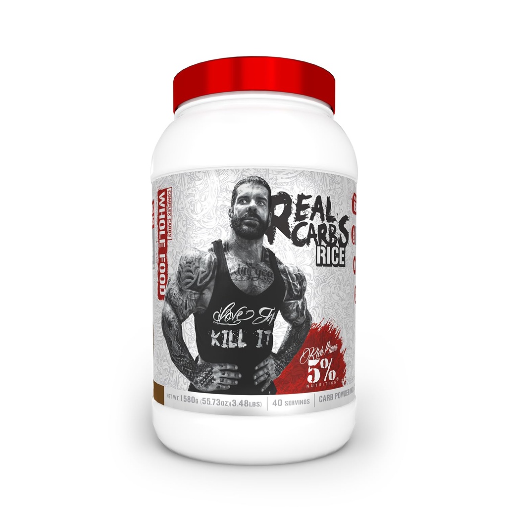 5% Toitumine Rich Piana Real Süsivesikud Riis Real Food Complex Süsivesikud, Pikaajaline madal glükeemiline energia Pre-Workout / pärast treeningu taastamise sööki, 3,5 lb, 40 Servings (Cocoa Heaven)