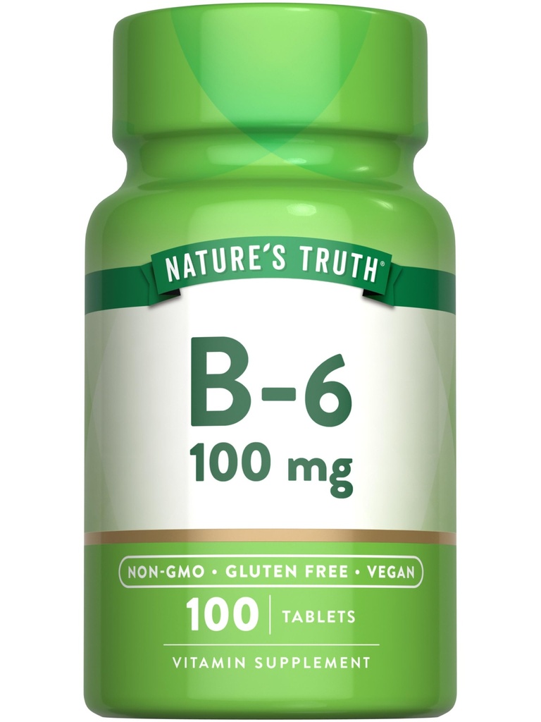 Looduse tõde B6 Vitamiin | 100 mg | 100 tabletti | Vegan, mitte-GMO ja gluteenivaba toidulisand
