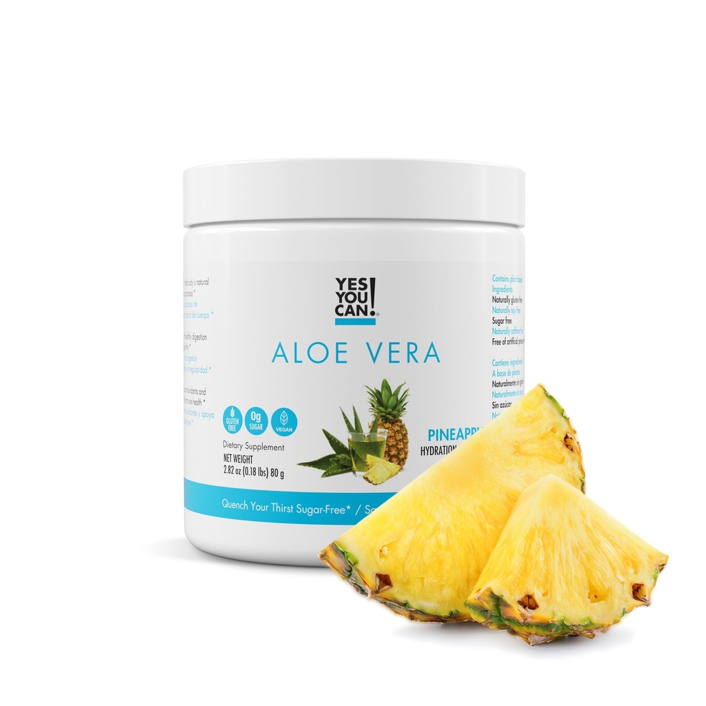 Saad küll! Orgaaniline Aloe Vera pulbri joogisegu - Hüdratsioonivõimendaja, mis on infundeeritud puhta Aloe mahlaga - maitsvad maitsed - valmistatud USA-s - Antioksüdant Rich - ananassimaitse - 40 serveerimist