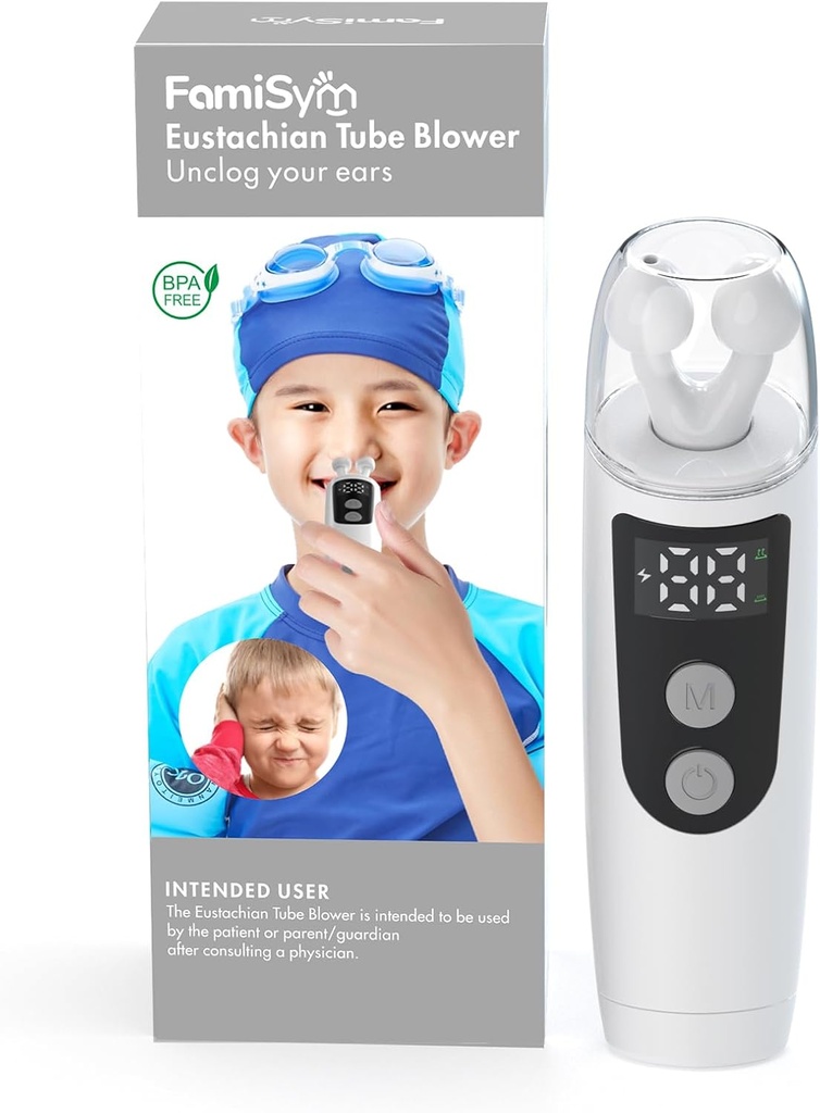 FamiSym Eustachian Tube Unclogger, Kõrvarõhuvabastusseade Kodu Tinnituse ja kõrvavalu jaoks, Säilitab Kõrva rõhu tasakaalu, Leevendab Kõrva ebamugavust, 501-valge