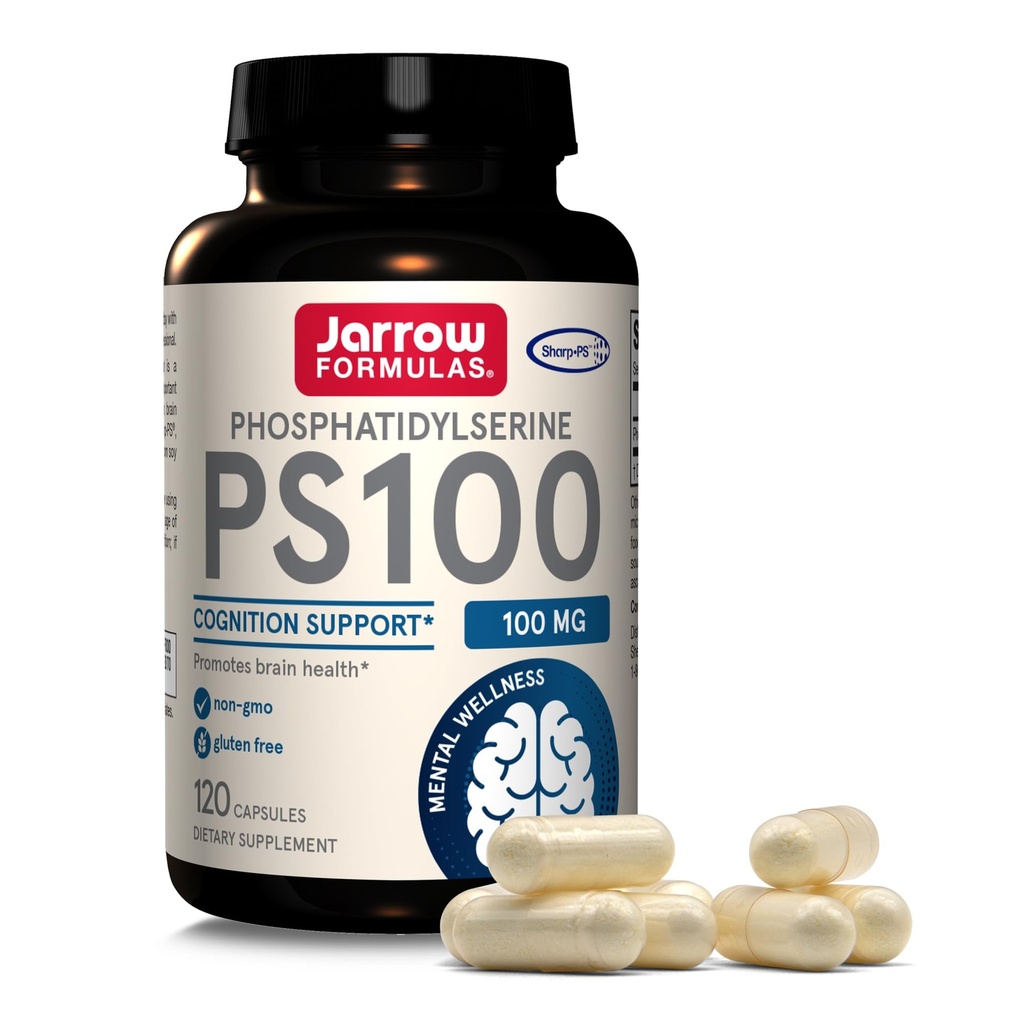 Jarrow valemid® PS100 fosfatidüülseriin, 100 mg, toidulisand aju tervise ja tunnetuse toetamiseks, 120 kapslit, kuni 120 päeva pakkumine