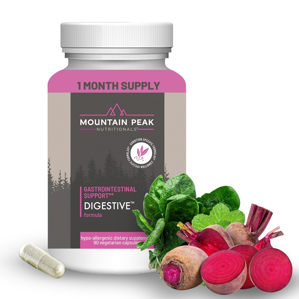 Mountain Peak Nutritionals Seedeensüümid Ja Probiootikumid Soolestiku Tervise Ja Bloating Relief - Täiustatud Seedimise Täiendus w / 12-Tüve probiootiline Blend & Betaine HCl (90 Vegetaarkapslit)