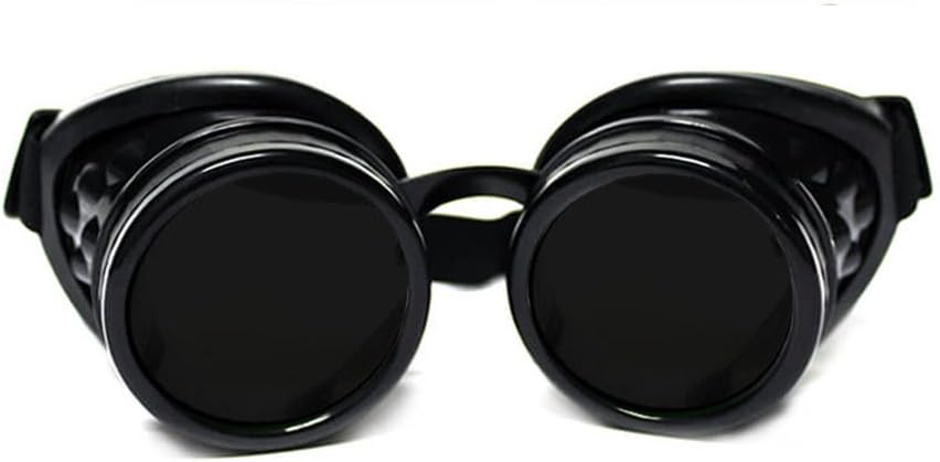 GloFX Steampunk Goggles Tinted - Rave EDM Festival Accessories - Gothic Cosplay Welder Goggles - Black Goggles with Dark Tint Läätsed