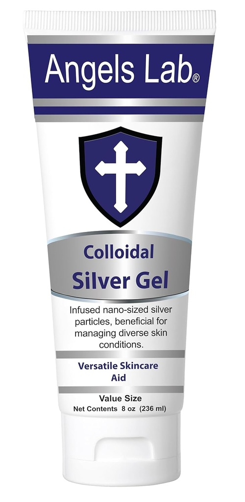 Angels Colloidal Silver Gel Nano Silver Gel Wound Care - Unscented Healing Salv põletuste, päikesepõletuste ja ärritunud naha jaoks - 8oz Formula