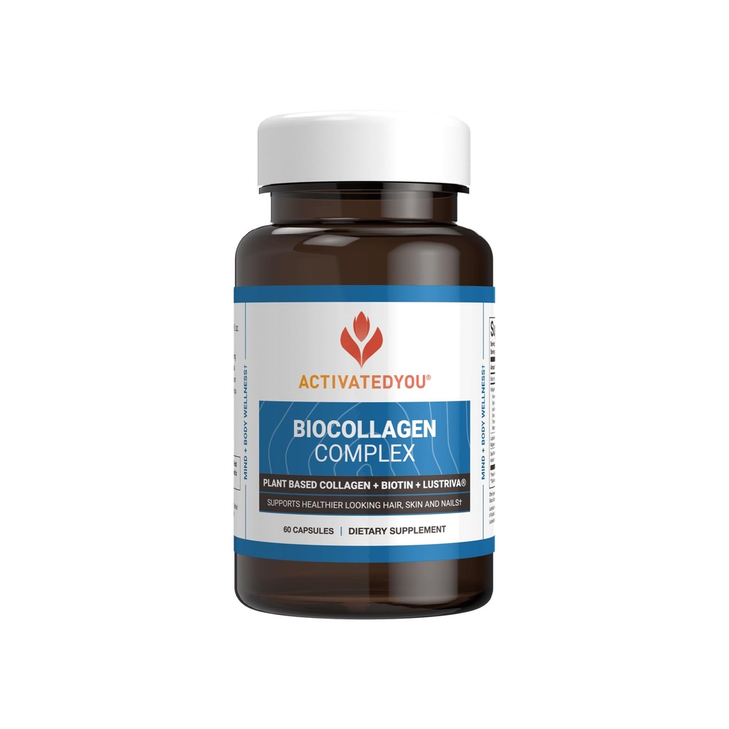 AktiveeritudYou BioCollagen Complex Taimne kollageen naistele ja meestele - mõeldud naha tugevuse, lihaste tugevuse ja juuste mahu edendamiseks, 2 igapäevast kapslit toetab nooruslikku välimust ja liigeste liikuvust