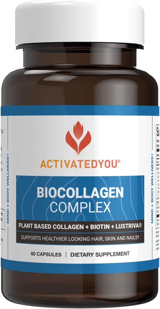 AktiveeritudYou BioCollagen Complex Taimne kollageen naistele ja meestele - mõeldud naha tugevuse, lihaste tugevuse ja juuste mahu edendamiseks, 2 igapäevast kapslit toetab nooruslikku välimust ja liigeste liikuvust