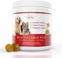Koerte multivitamiinid ja toidulisandid, koerte probiootikumid w / Turmeric & Yucca, probiootilised koerte närimiskoed ajufunktsiooni jaoks, soolestiku ja immuunsuse tugi, ühine tervis ja põletikuvastane täiendus, 60 närimist, 8,4 oz