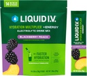 Liquid I.V.® Hydration Multiplier +Energy | Blackberry-Peach | Electrolyte Powder Drink Mix | 1 Pack (14 Servings)