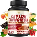 Ceylon Cinnamon Kapslid Berberine HCl, Apple Cider Vinegar, Kurkum, ženšenn, Black Pepper - 6in1 Toetamiseks Immuunfunktsiooni - 120 Count