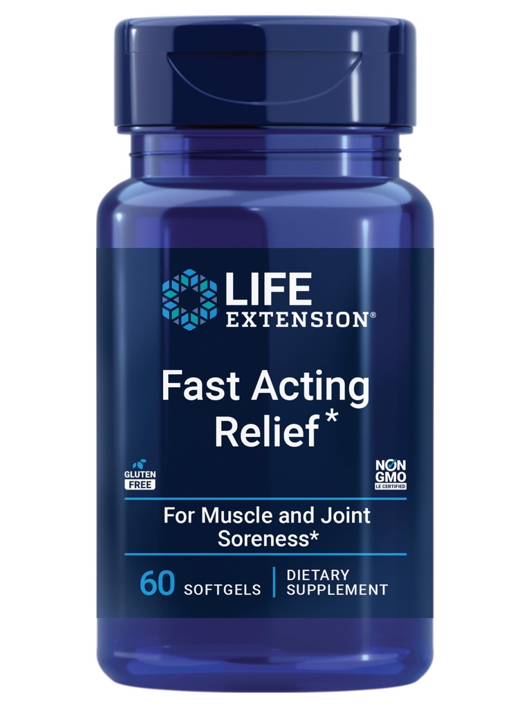 Life Extension Fast Acting Relief, Black Seesame Seeds, Kurkum, Boswellia, ühine tugi täiendada, Quick Relief ebamugavustunne luud, liigesed ja lihased, Gluteenivaba, Non-GMO, 60 pehmegeelid
