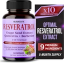 RESVERATROL 9-in-1 valem - piimaohakas, kurkum, must pipar, mitte-GMO, gluteenivaba, sojavaba