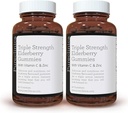 pureclinica kolmekordne immuunsuse tugi - Elderberry Gummies koos C-vitamiini ja tsink x 180 Gummies (2 pudelit 90) - kuni 6-kuuline pakkumine!