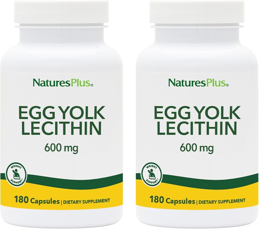 NaturesPlus munakollane letsitiin - 600 mg, 180 kapslit - pakendis 2 - sojavaba, gluteenivaba - 180 kogu serveerimist