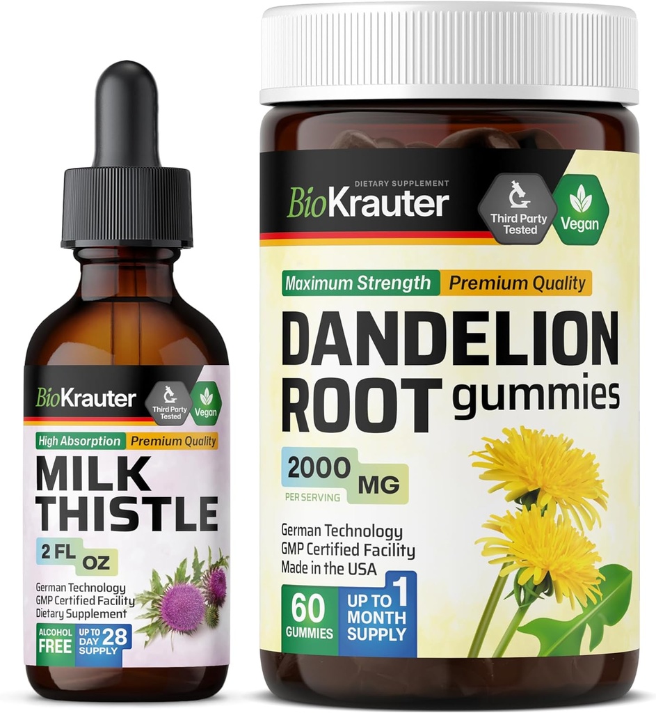 BIO KRAUTER Piimaohaka tinktuur 2 Fl. Oz. & Dandelion 60 Gummies